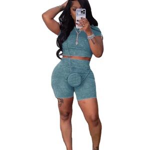Women's Teal Shorts Set